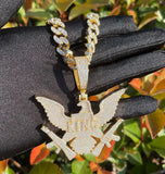 Iced Out Moissanite Eagle With Guns Hip Hop Pendant