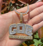 Men’s Moissanite Iced GOE Pendant God Over Everything Hip Hop Pendant