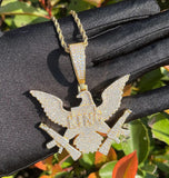 Iced Out Moissanite Eagle With Guns Hip Hop Pendant