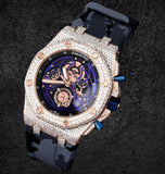 Iced Out Moissanite Rubber Strap Wrist Watch