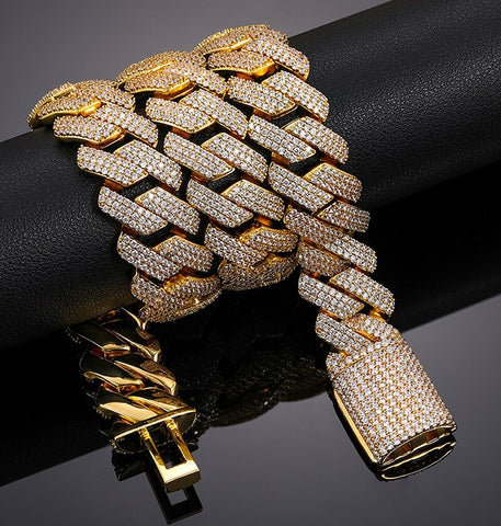 Iced Out Moissanite Cuban Link Chain For Men's