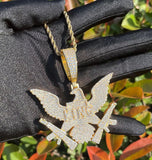 Iced Out Moissanite Eagle With Guns Hip Hop Pendant