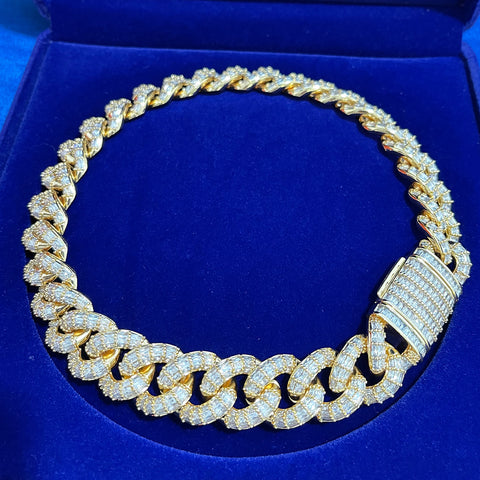 Baguette Cut Moissanite Cuban Link Chain