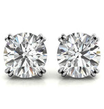 Double Claw Prong Round Cut Moissanite Stud Earring