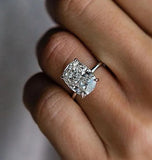 Elongated Cushion Cut Hidden Halo Engagement Ring