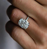 Elongated Cushion Cut Hidden Halo Engagement Ring