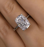 Elongated Cushion Cut Hidden Halo Engagement Ring