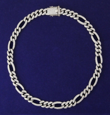 Iced Out Moissanite Diamond  Figaro Link Hip Hop Chain