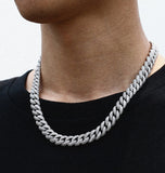 Sterling Silver Iced Out Moissanite Cuban Chain