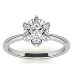 Moissanite Round Brilliant Cut Hidden Accent Wedding Ring