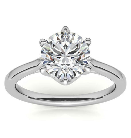 Round Cut Moissanite Solitaire Engagement Ring