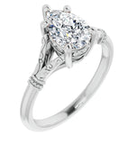 Pear Cut Moissanite Vintage Solitaire Engagement Ring