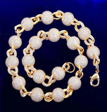 Iced Out Moissanite Ball Link Hip Hop Necklace