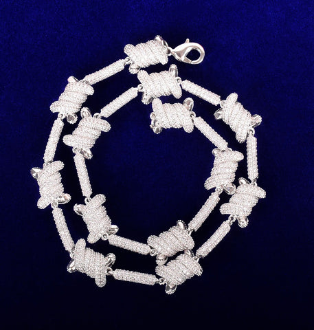 Barbed Wire Iced Out Moissanite Diamond Hip Hop Chain