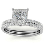 VVS1 Moissanite Princess Cut Hidden Accent Ring Set