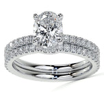 Oval Cut Moissanite Hidden Hal Wedding Ring Set