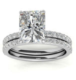 Radiant Cut Moissanite Pave Set Bridal Ring Set