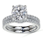 Round Cut Moissanite Hidden Halo Bridal Ring Set