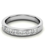 Princess Cut Moissanite Channel Set Eternity Band