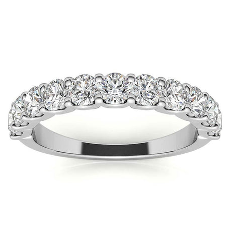 Moissanite Round Cut Half Eternity Wedding Band