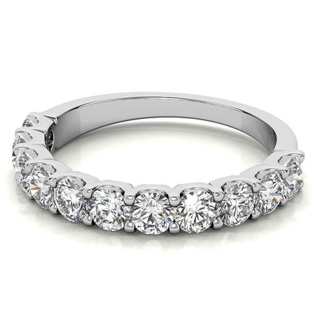 Moissanite Round Cut Half Eternity Wedding Band