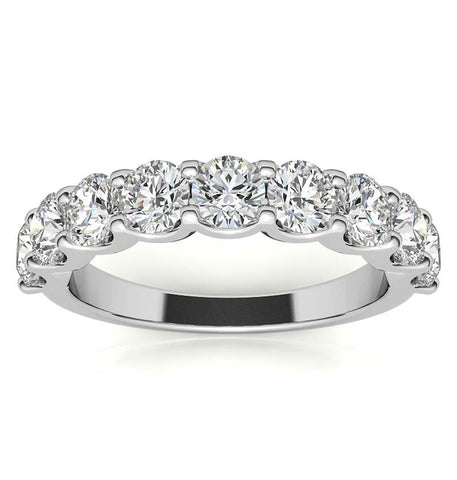 Moissanite Round Cut Half Eternity Band For Women