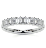 Emerald Cut Moissanite Diamond Half Eternity Ring