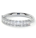 Emerald Cut Moissanite Diamond Half Eternity Ring