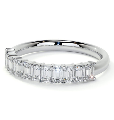 Emerald Cut Moissanite Diamond Half Eternity Ring