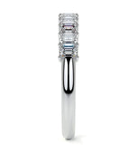 Emerald Cut Moissanite Diamond Half Eternity Ring