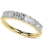 Emerald Cut Moissanite Diamond Half Eternity Ring