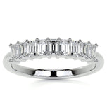 Emerald Cut Moissanite Diamond Wedding Statement Band