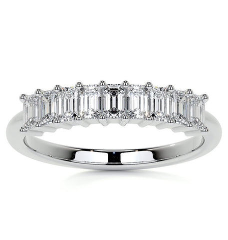 Emerald Cut Moissanite Diamond Wedding Statement Band