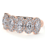 Oval Cut Halo Style Moissanite Eternity Band