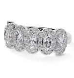 Oval Cut Halo Style Moissanite Eternity Band