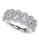 Oval Cut Halo Style Moissanite Eternity Band