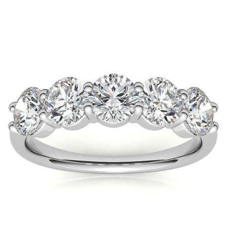 Moissanite Round Cut Five Stone Eternity Ring