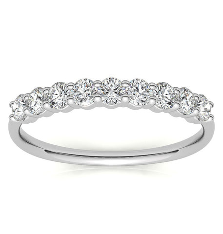 Moissanite Half Eternity Ring Round Cut Wedding Band