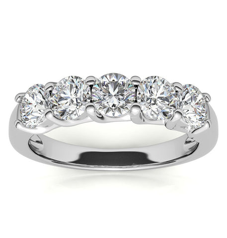 Round Brilliant Cut Moissanite Five Eternity Band