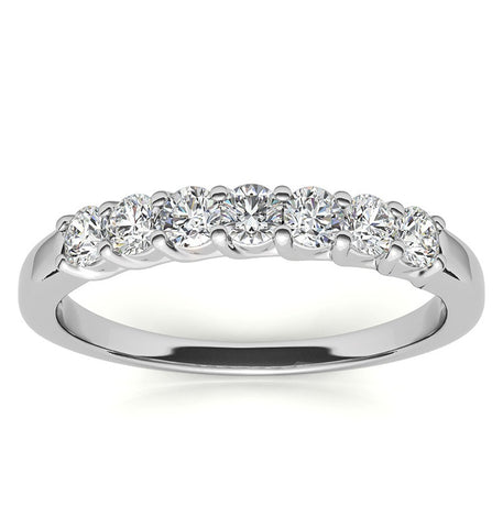 Round Cut Moissanite Diamond Seven Stone Wedding Band