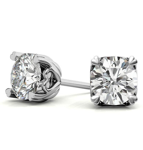 VVS1 Moissanite Round Brilliant Cut Heart Prong Earrings