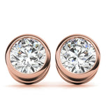 Round Brilliant Cut Bezel Set Solitaire Stud Earring