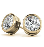 Bezel Set Round Cut Moissanite Stud Earring