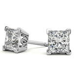 Princess Cut Moissanite Unique Prong Earring