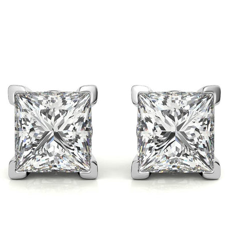 Princess Cut Moissanite Unique Prong Earring