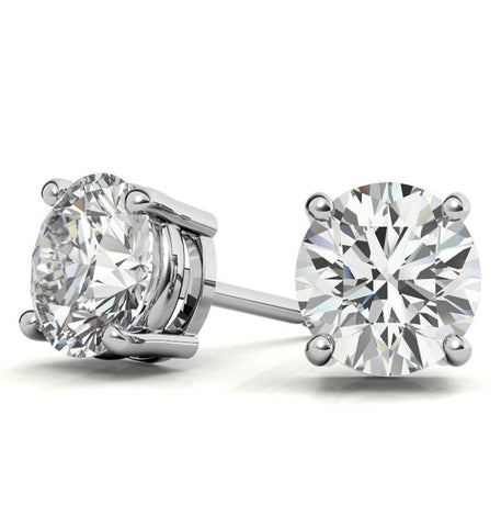 Round Cut Moissanite Diamond Solitaire Stud Earring