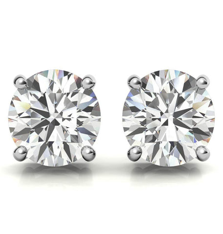 Round Cut Moissanite Diamond Solitaire Stud Earring