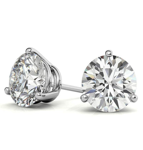 Round Cut Moissanite Basket Prong Stud Earrings