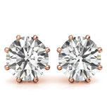 8 Prong Round Cut Moissanite Push Back Stud Earring