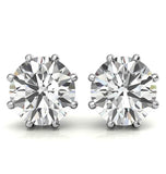 8 Prong Round Cut Moissanite Push Back Stud Earring